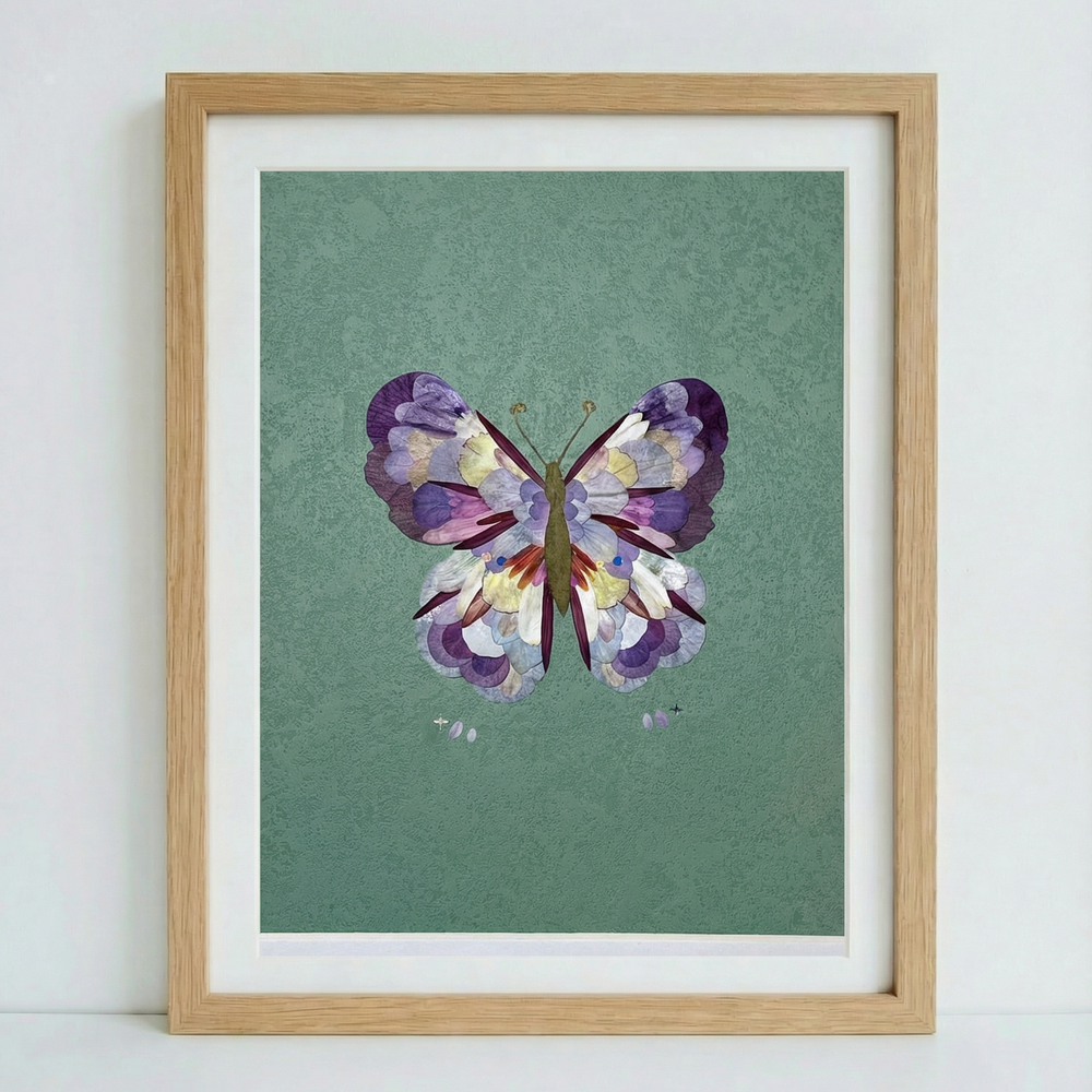 Opera d’Arte con Veri Petali di Fiori – Farfalla