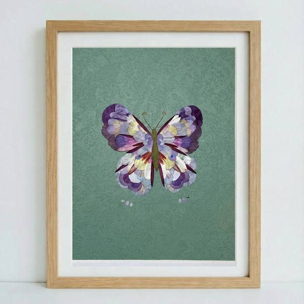 Opera d’Arte con Veri Petali di Fiori – Farfalla