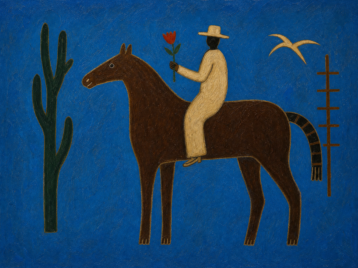 Horseman with Red Rose