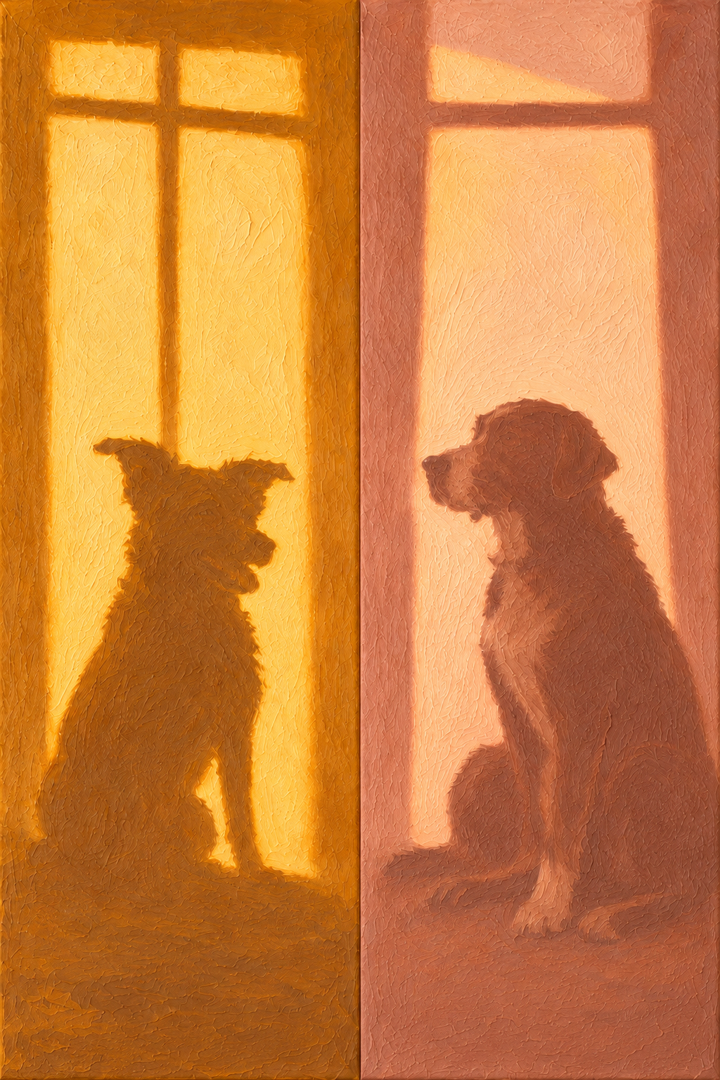 Sunlit Companions — Cat and Dog Diptych