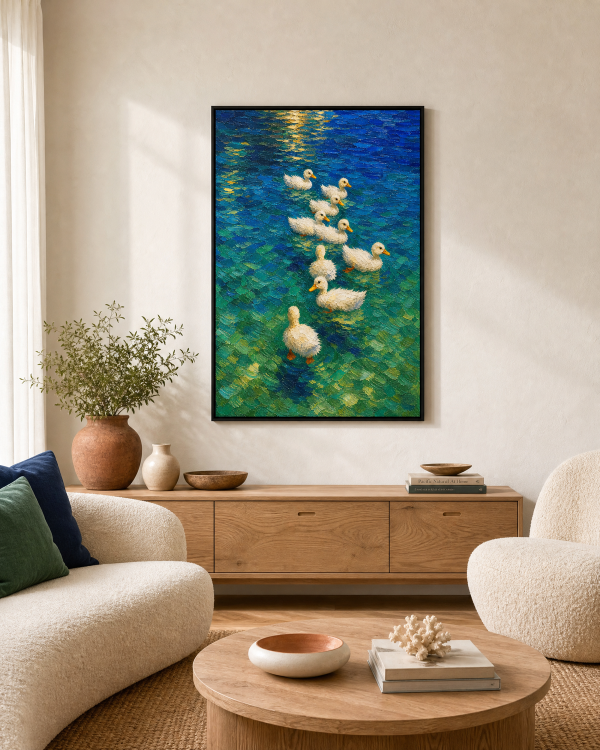 Ducklings on Sunlit Turquoise Water