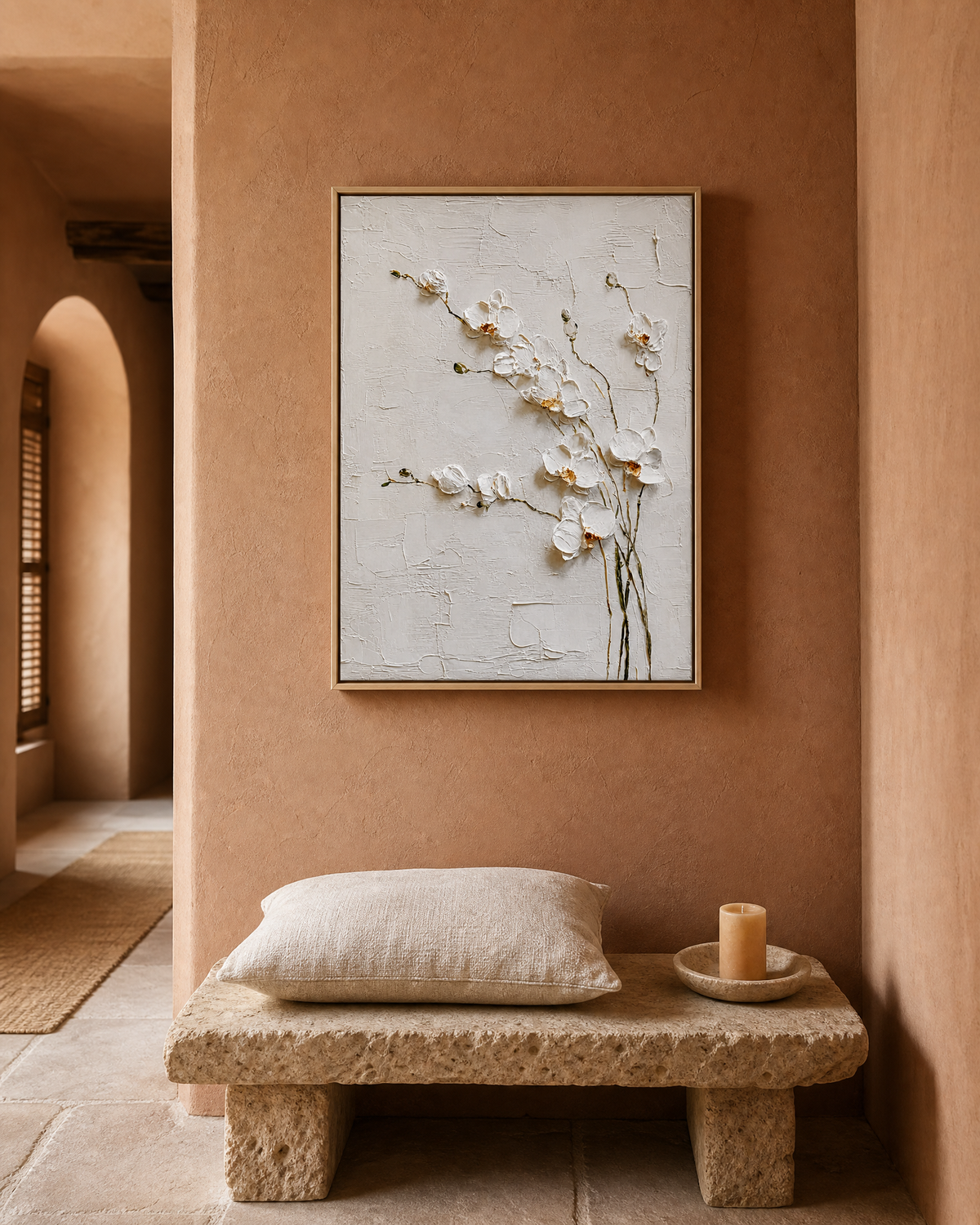White Orchids on Textured Ivory