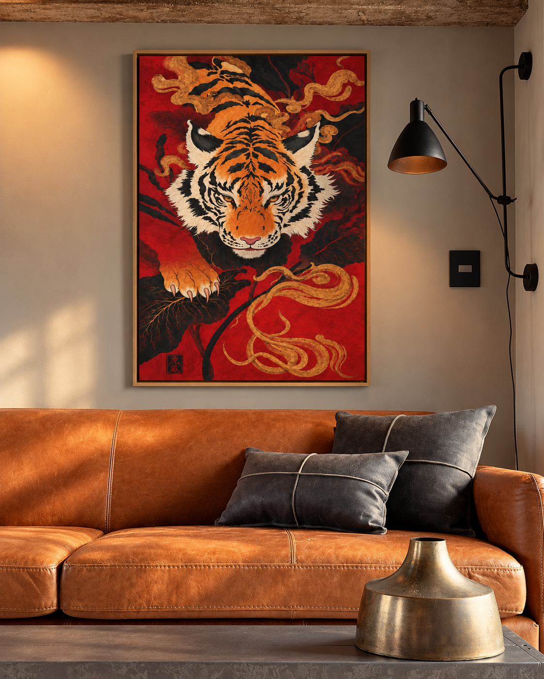 Crimson Guardian — Tiger and Golden Clouds
