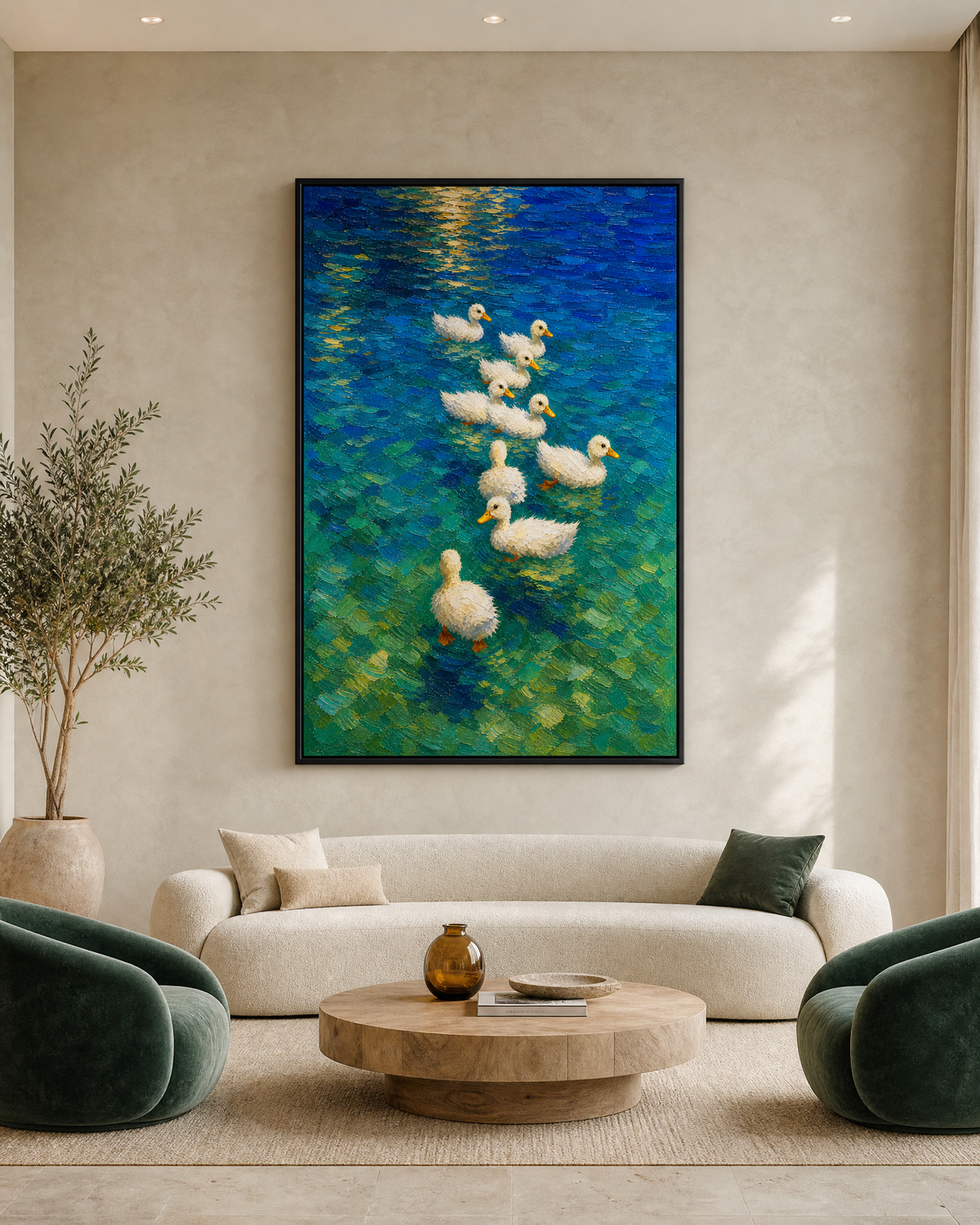 Ducklings on Sunlit Turquoise Water